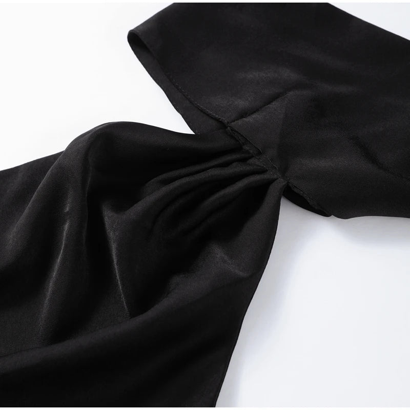 Elegant Satin Halter Dress – Backless Party Gown for Women