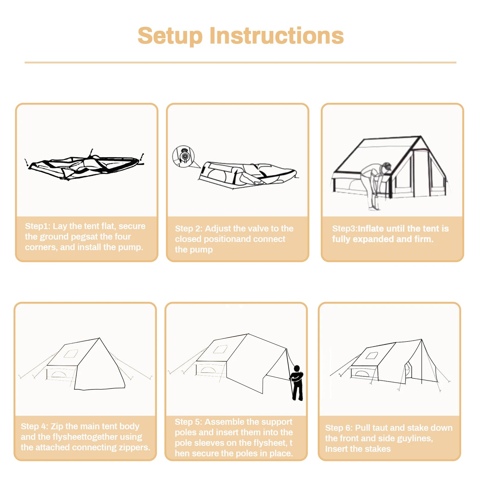 PAKICETUS Inflatable camping tent 4-8 people with windows portable water-resistant camping tent  Four season tents