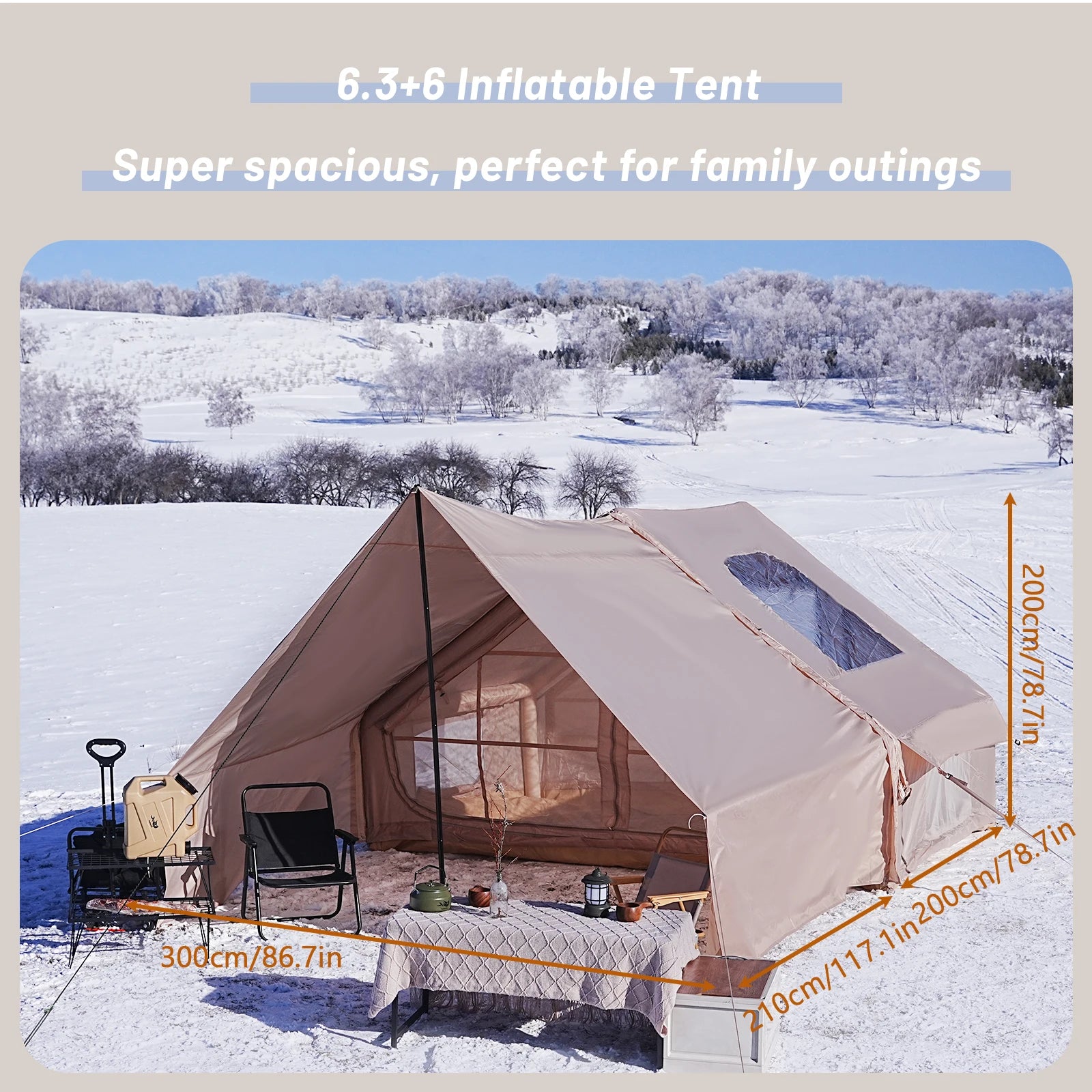 PAKICETUS Inflatable camping tent 4-8 people with windows portable water-resistant camping tent  Four season tents
