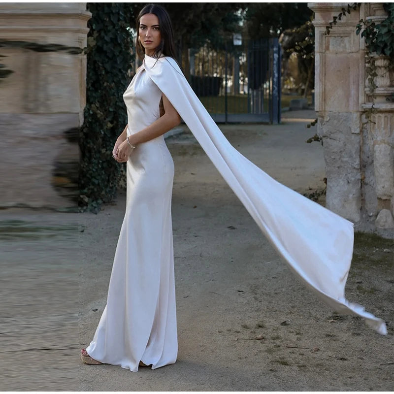 Elegant Satin Halter Dress – Backless Party Gown for Women