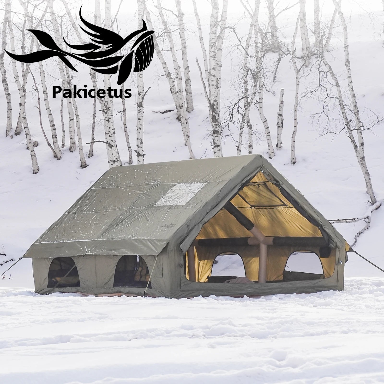 PAKICETUS Inflatable camping tent 4-8 people with windows portable water-resistant camping tent  Four season tents