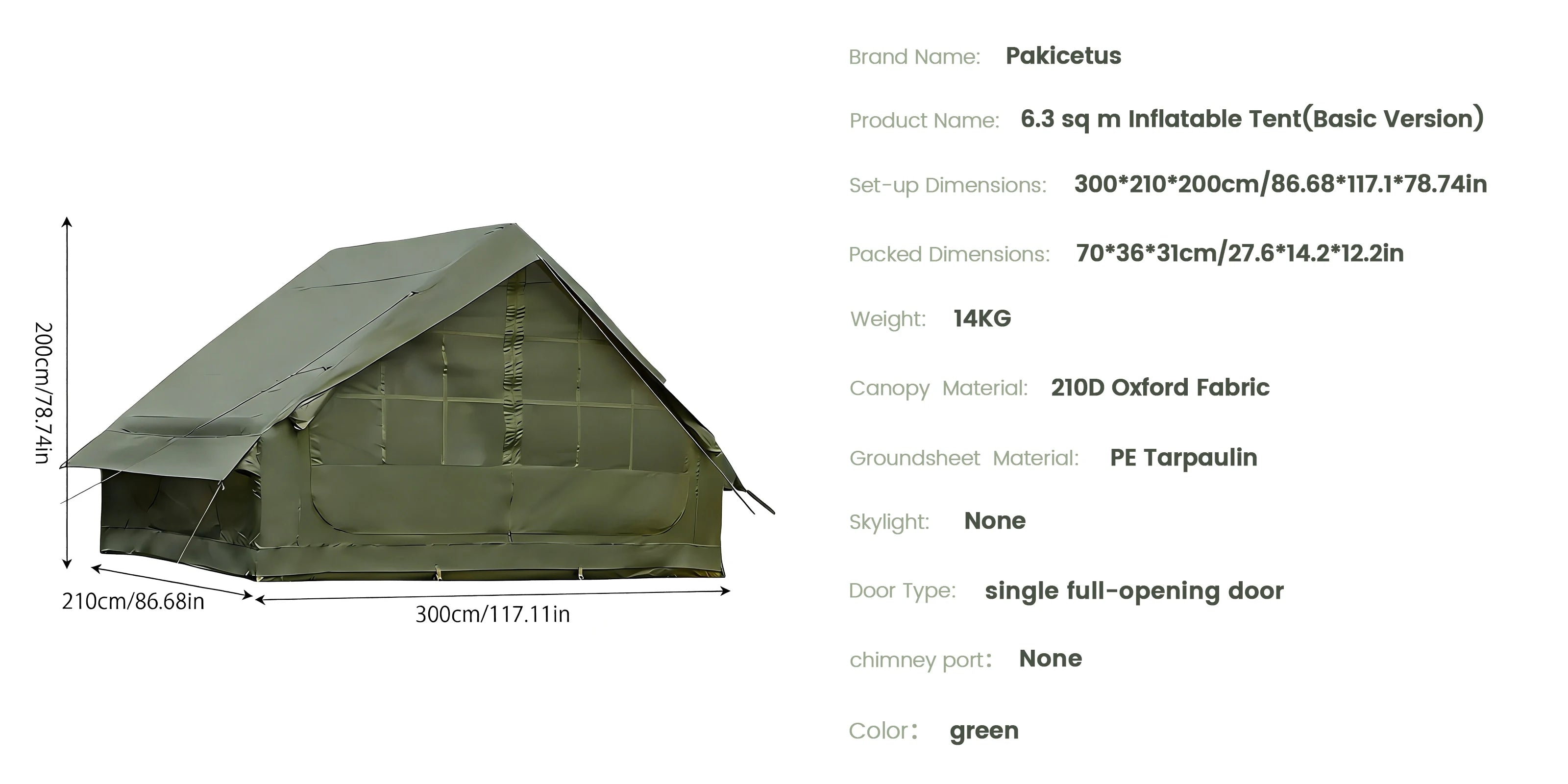 PAKICETUS Inflatable camping tent 4-8 people with windows portable water-resistant camping tent  Four season tents
