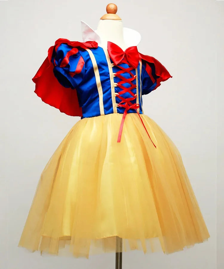 Snow White Princess Dress – Girls Halloween Costume with Cape