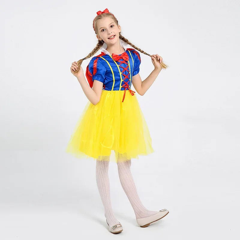 Snow White Princess Dress – Girls Halloween Costume with Cape