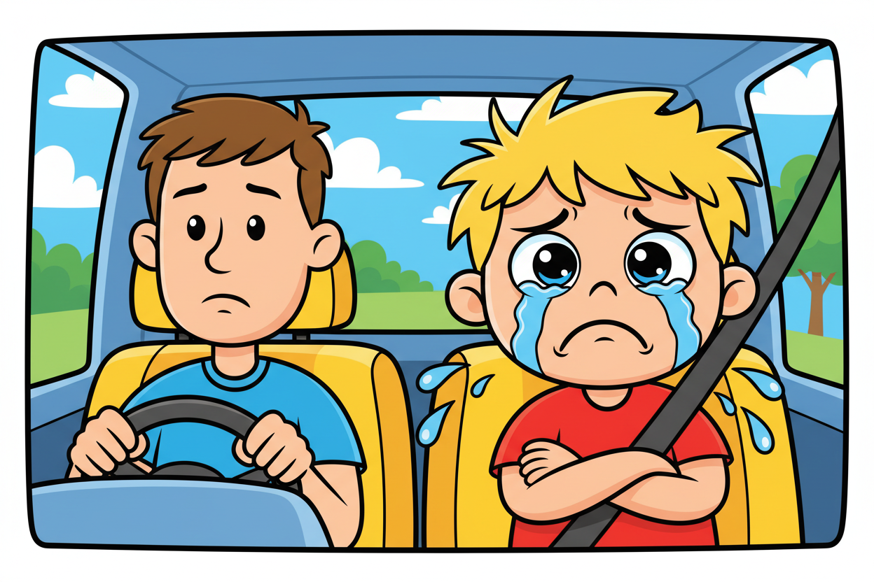 Boy huilt in auto